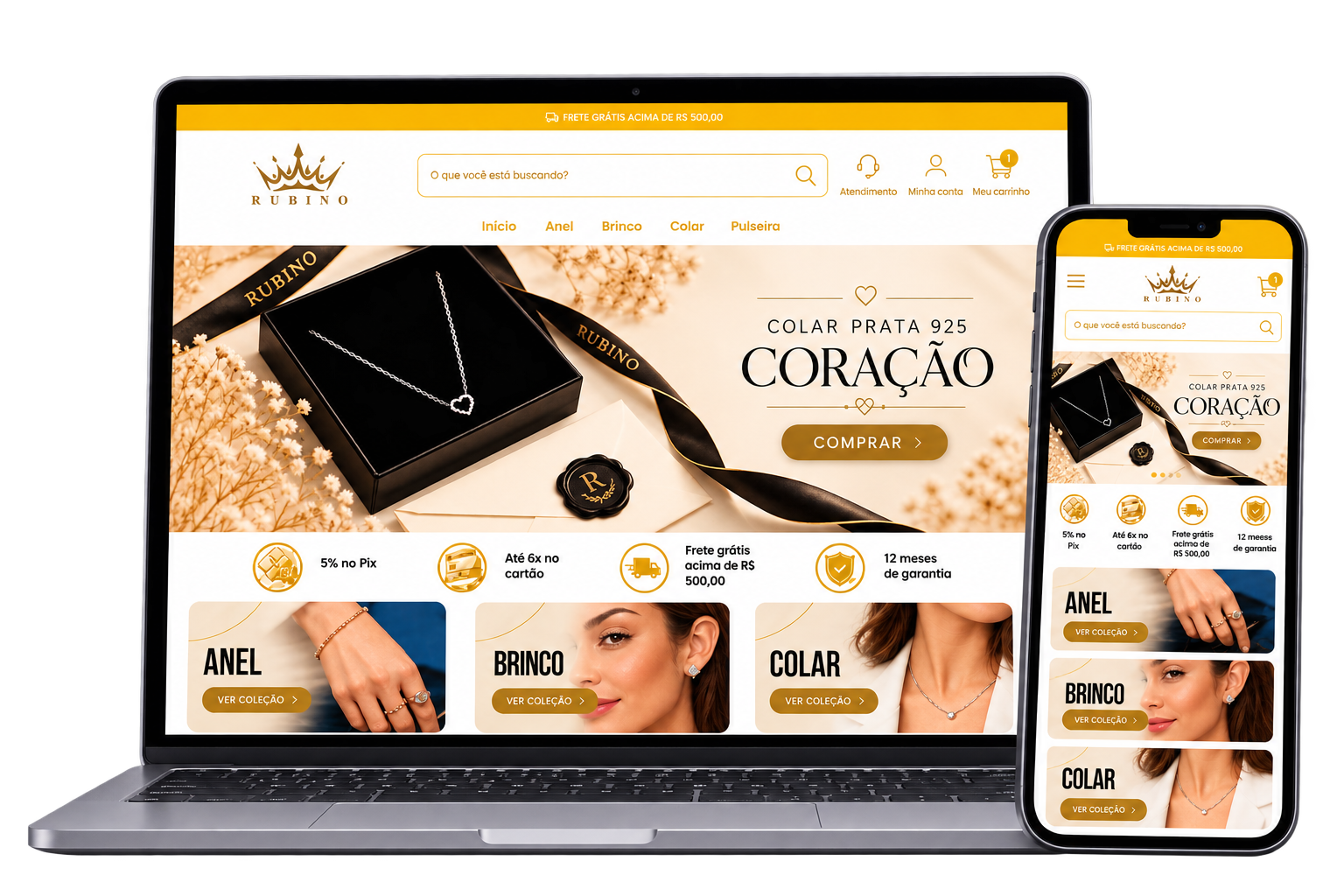 Loja virtual responsiva desenvolvida pela RP Digital